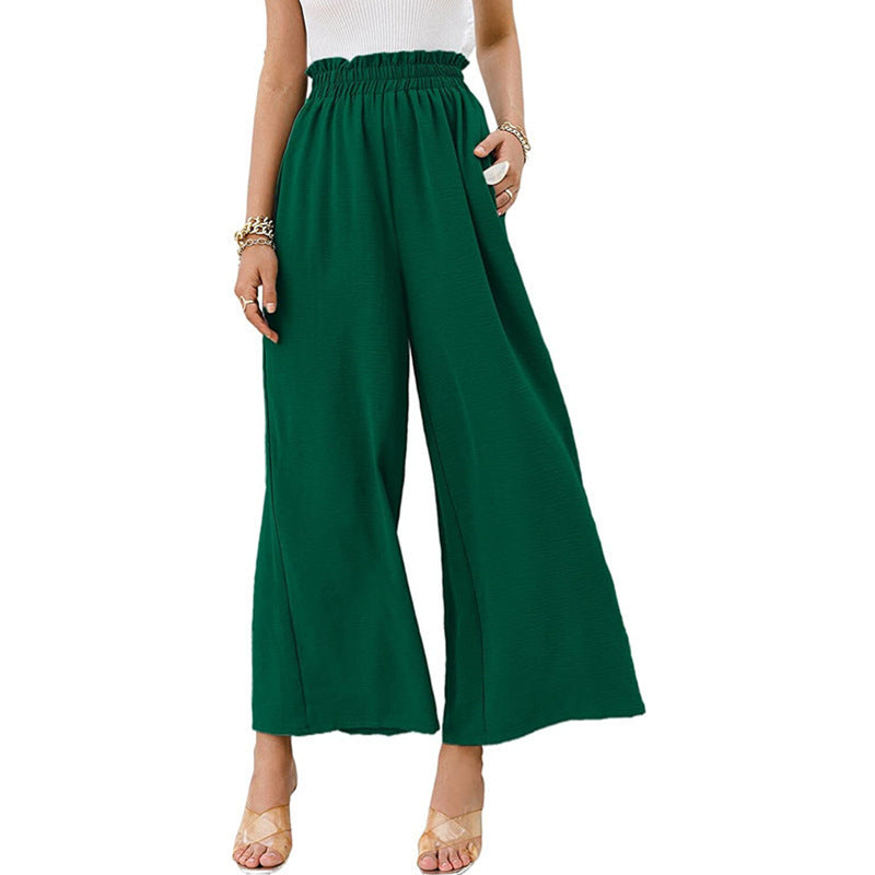 Women's Wide-Leg Culotte with Elastic Waistband Ivyshape