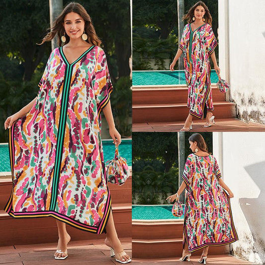 Women's beach tunic with colorful graphic print and casual cut Ivyshape
