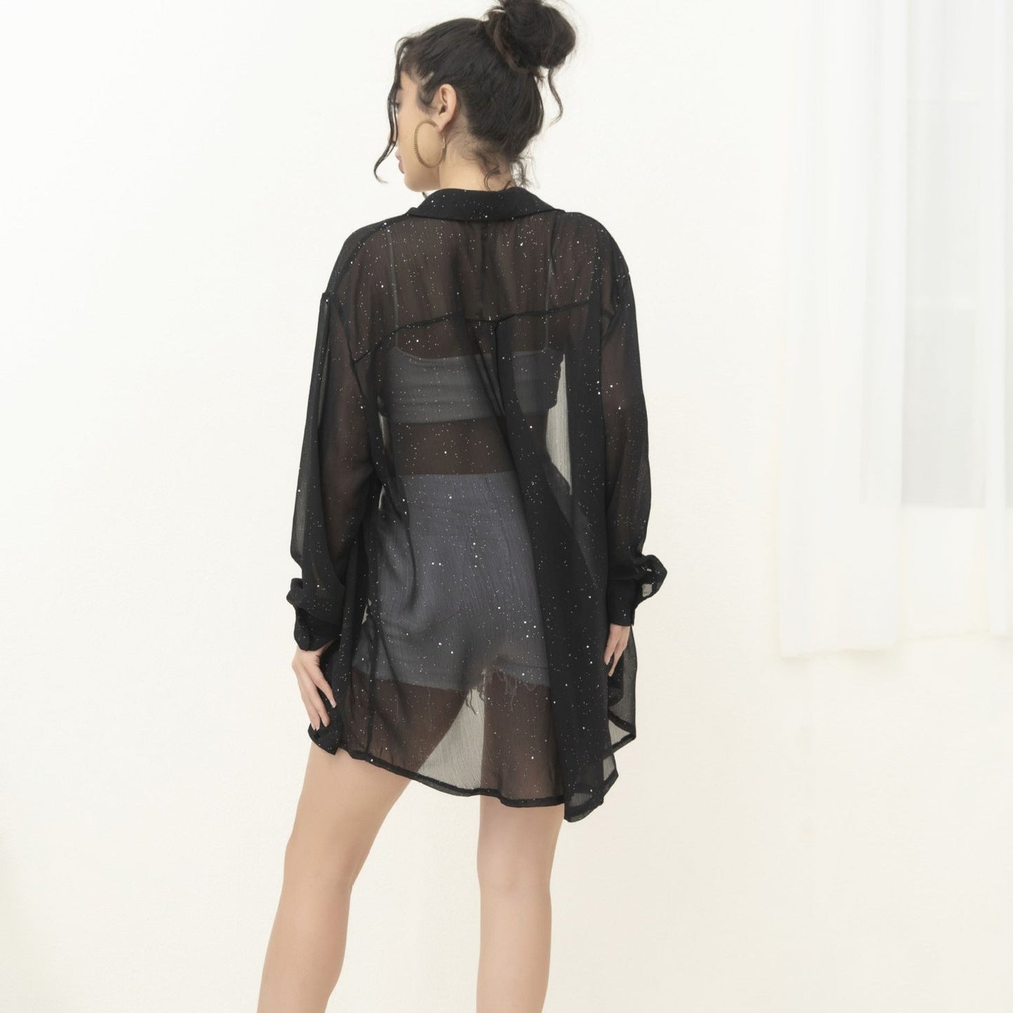 Women's Sheer Sparkling Cover-Up Blouse Ivyshape