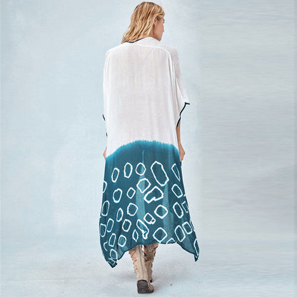 Women's beach top with flowing silhouette and handcrafted pattern Ivyshape