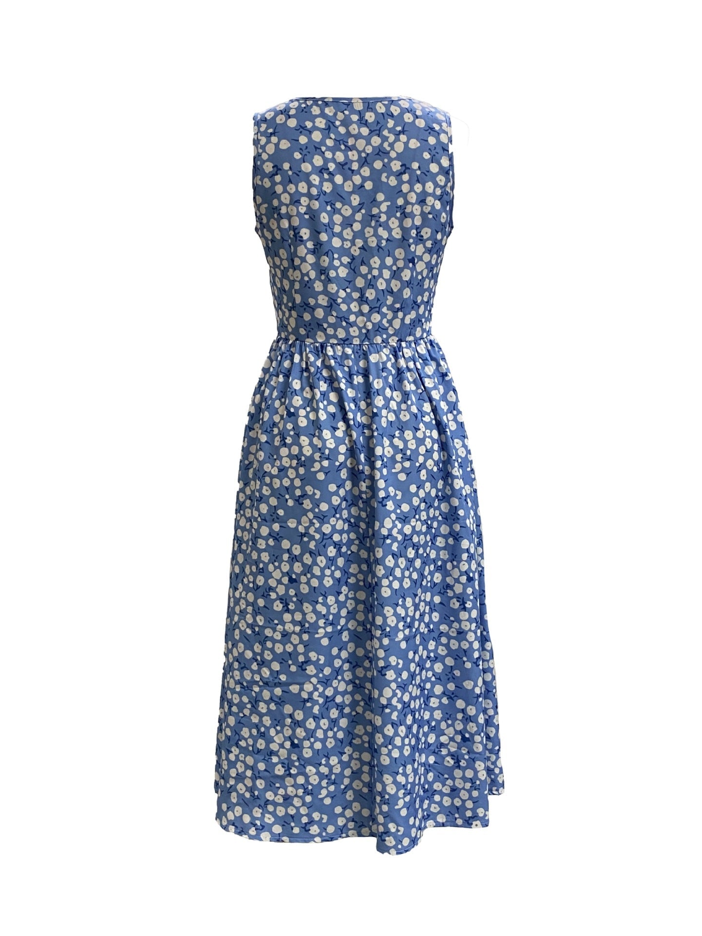 Women Sleeveless Flowing Maxi Dress with Floral Design Ivyshape