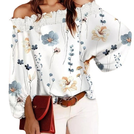 Women Off-Shoulder Floral Print Blouse Ivyshape