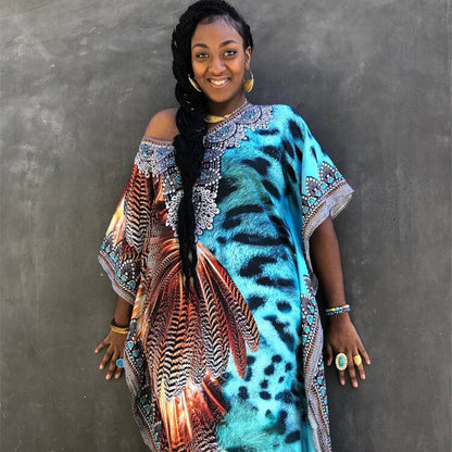 Women's Kaftan Dress with Traditional Pattern and Airy Fit Ivyshape