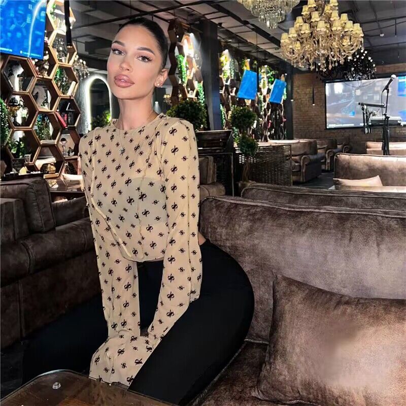 Ladies Sheer Long Sleeve Wrap Top Ivyshape