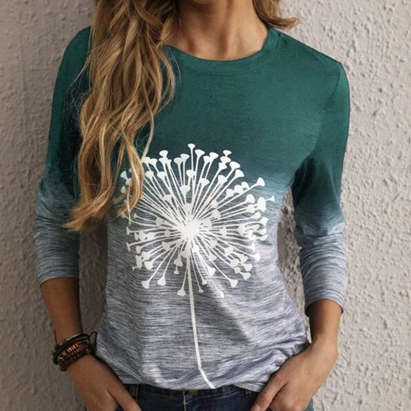 Women's Long Sleeve Shirt with Colorful Graphic Design Ivyshape