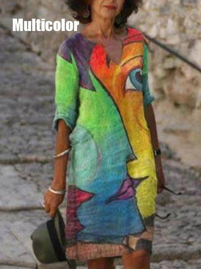 Women's Artistic Abstract Graphic Midi Dress Ivyshape