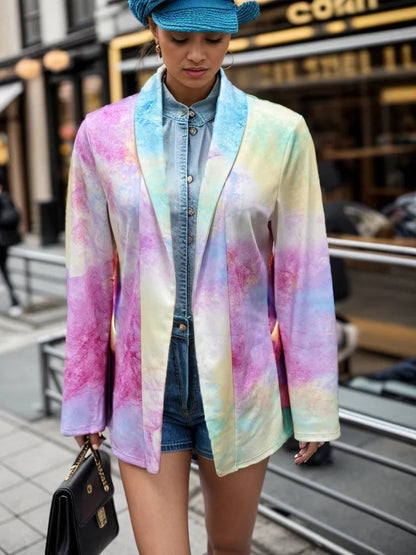 Ladies Stylish Open Blazer Jacket with Leo Pattern Ivyshape
