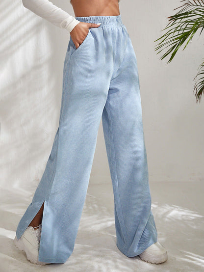 Women's Ribbed Width Leg Pants Ivyshape