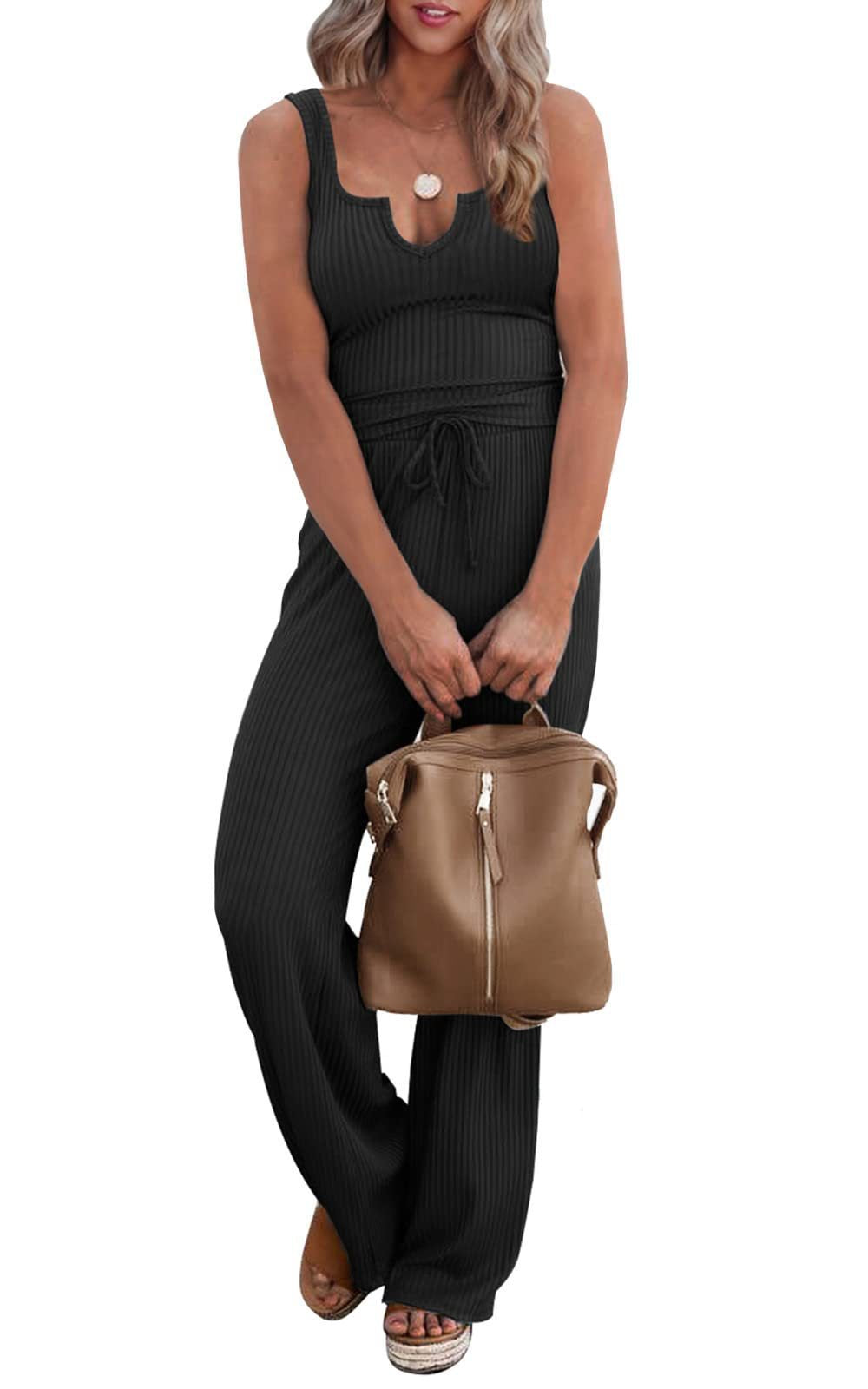 Women's jumpsuit with deep neckline and elastic waistband Ivyshape