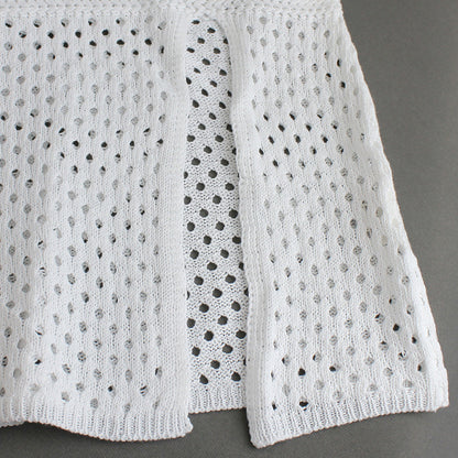 Women elegant knit dress with side slit and generous mesh design Ivyshape