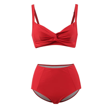 Ladies high-waisted bikini set with stylish twist Ivyshape