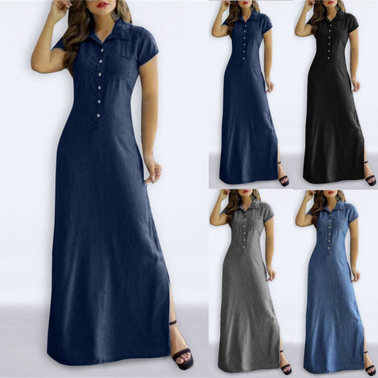 Women's shirt dress with elegant button design and side slit Ivyshape
