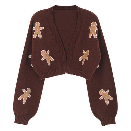 Women's cozy knit cardigan with playful plush toy appliqués Ivyshape