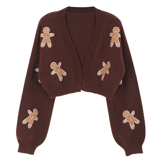 Women's cozy knit cardigan with playful plush toy appliqués Ivyshape