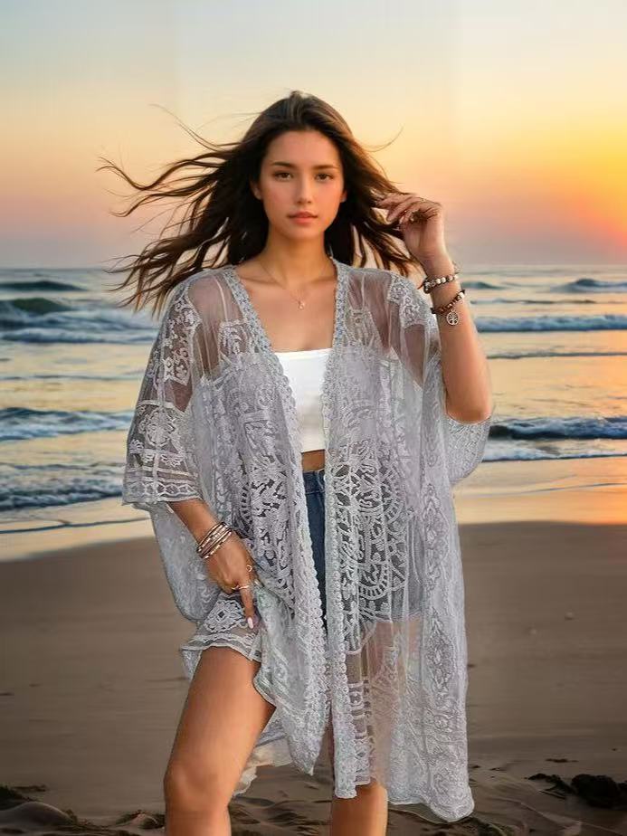 Women's Airy Lace Kimono Jacket Ivyshape
