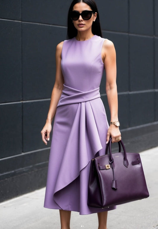 Women’s sheath dress with asymmetrical design and seductive draping Ivyshape