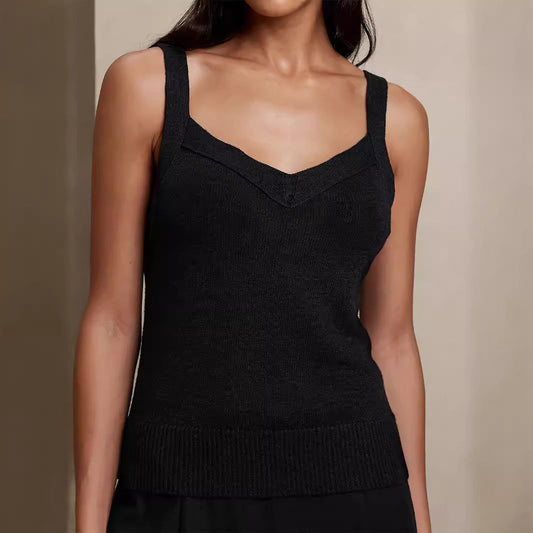 Women's high-quality knit top with V-neck and wide straps Ivyshape