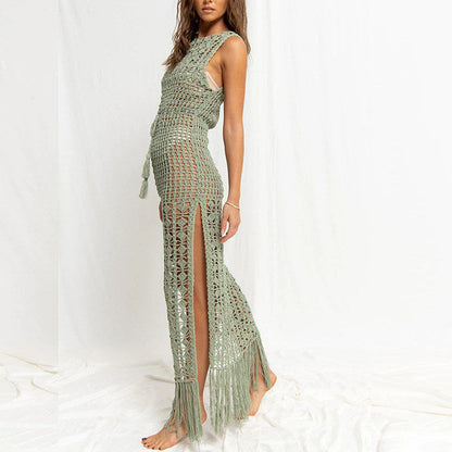 Women's Long Crochet Kimono Beach Robe Ivyshape