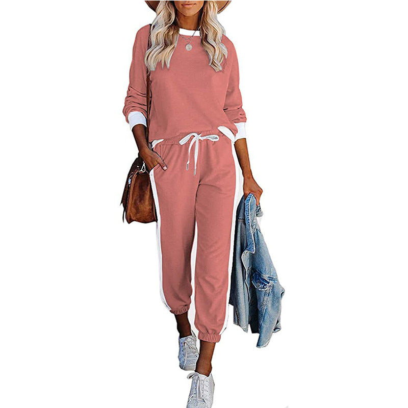 Women's leisure tracksuit with contrasting side stripes and elastic waistband Ivyshape