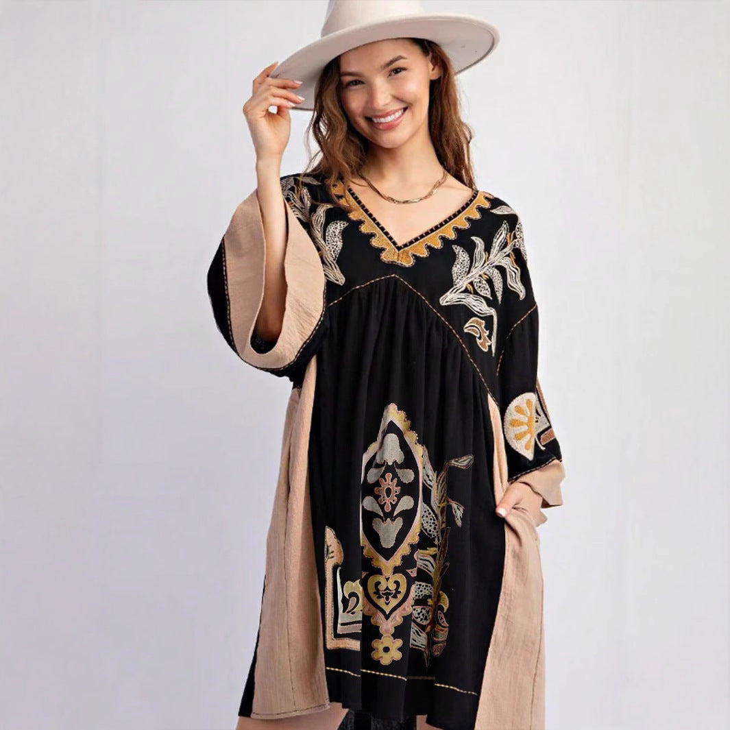 Women embroidered Bohemian Kaftan dress Ivyshape