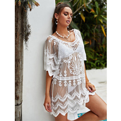 Women's Crochet Beach Dress with Romantic Lace Accents Ivyshape