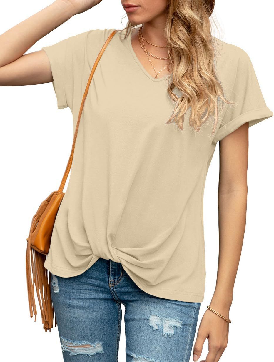 Women's Knot V-Neck Casual Top Ivyshape