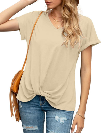 Women's Knot V-Neck Casual Top Ivyshape