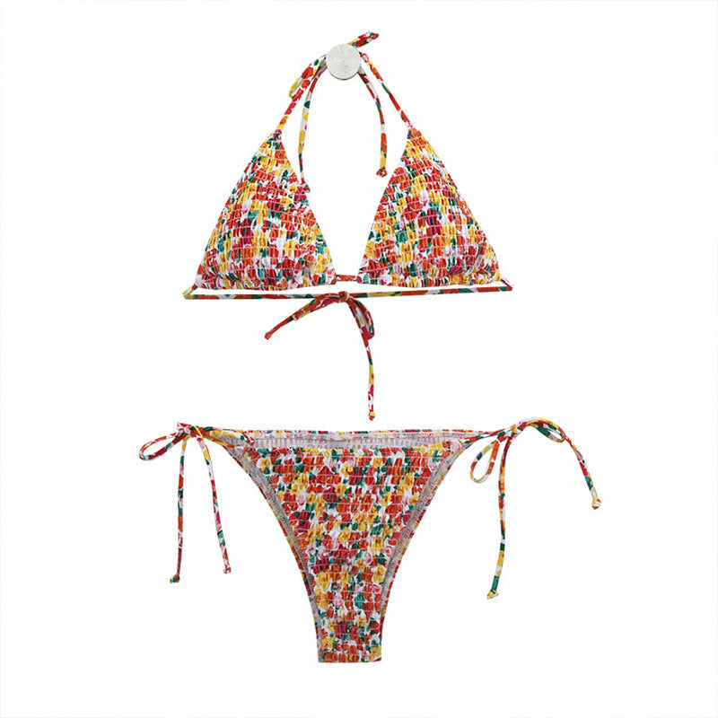 Women’s triangle bikini with floral design and adjustable straps Ivyshape