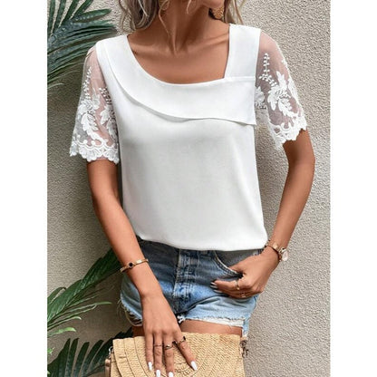 Women's Elegant Blouse with Lace Sleeves Ivyshape