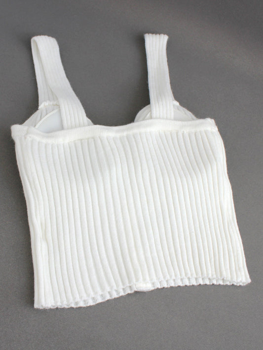 Women's airy ribbed top with button placket Ivyshape