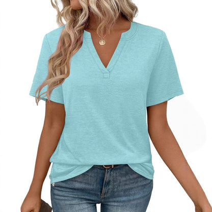 Women Casual V-Neck T-Shirt Ivyshape