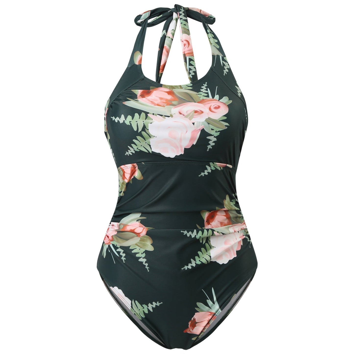 Women’s Floral Sport Swimsuit with Halter Strap Design and Figure-Hugging Cut Ivyshape