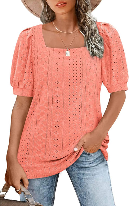Ladies Elegant Puff Sleeve Blouse Ivyshape