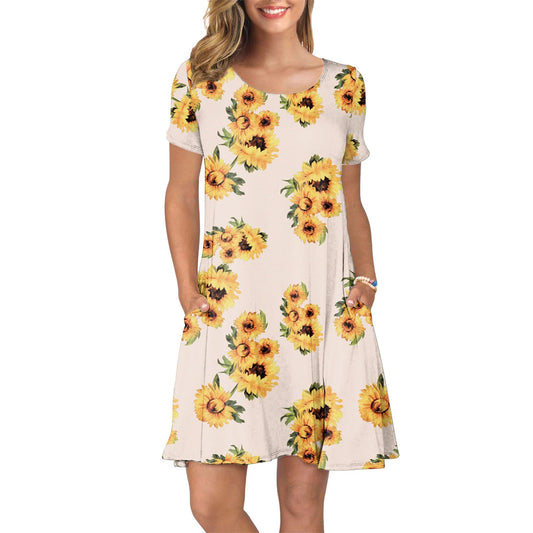 Ladies summer dress with floral pattern Ivyshape