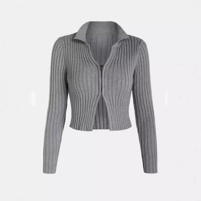 Women's cropped cardigan with zipper Ivyshape