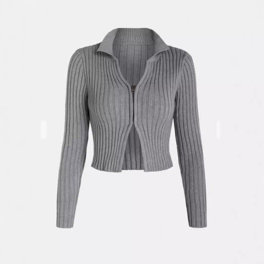 Women's cropped cardigan with zipper Ivyshape