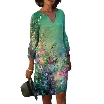 Women's Artistic Abstract Graphic Midi Dress Ivyshape