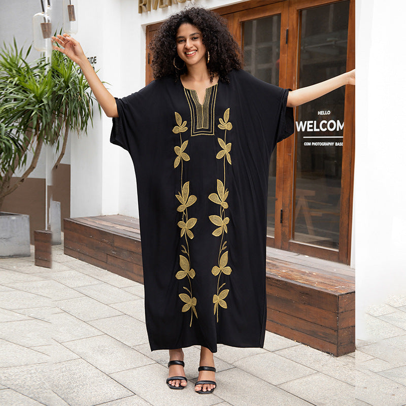 Ladies Kaftan with elaborate floral embroidery design Ivyshape