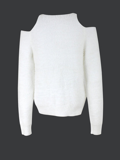 Women's elegant crop pullover with keyhole neckline and shiny decorative details Ivyshape