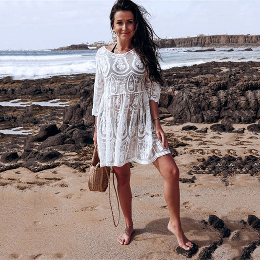 Women's Crochet Beach Dress in Boho Style Ivyshape