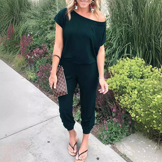 Women's casual jumpsuit with off-the-shoulder design Ivyshape