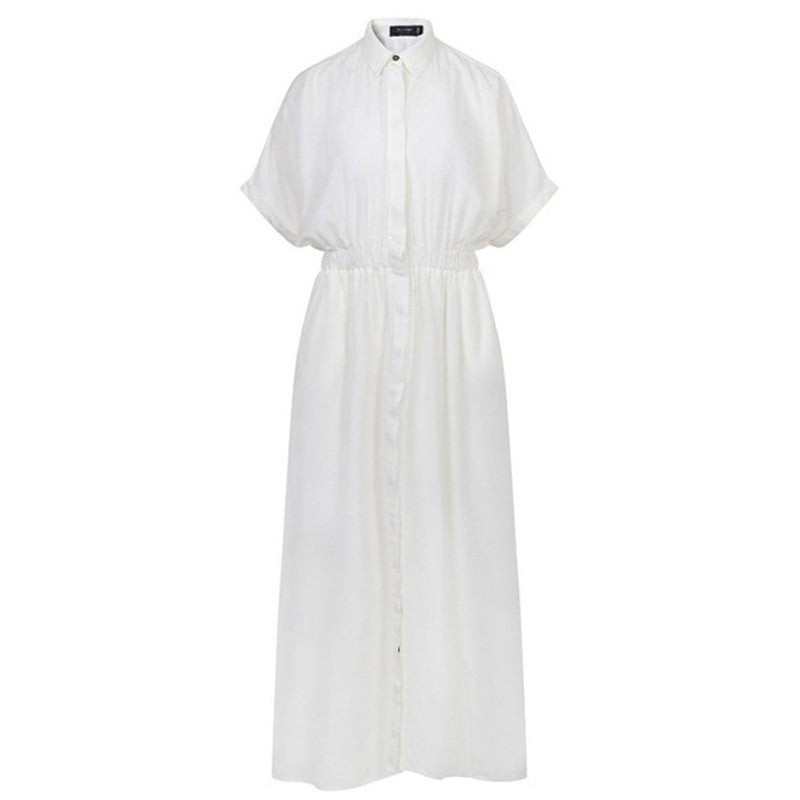 Women's elegant maxi dress with button-down front design and side slit Ivyshape