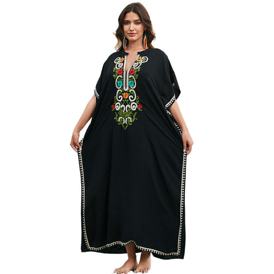 Ladies beach kaftan with elaborate embroidery and elegant accents Ivyshape