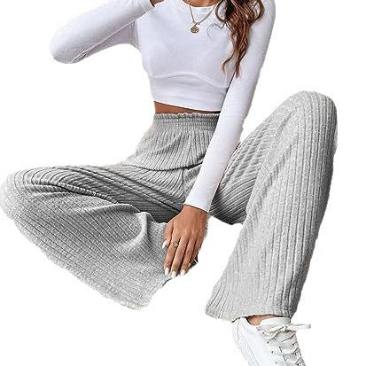 Women's Casual Wide-Leg Pants made of textured fabric Ivyshape