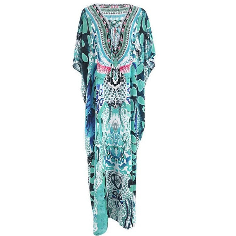 Ladies Maxi Kaftan with artistic animal design and side slits Ivyshape