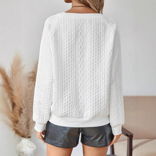 Women's chunky knit sweater with decorative buttons Ivyshape
