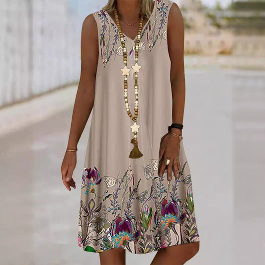 Women's Artificial Print Maxi Tunic Dress Ivyshape