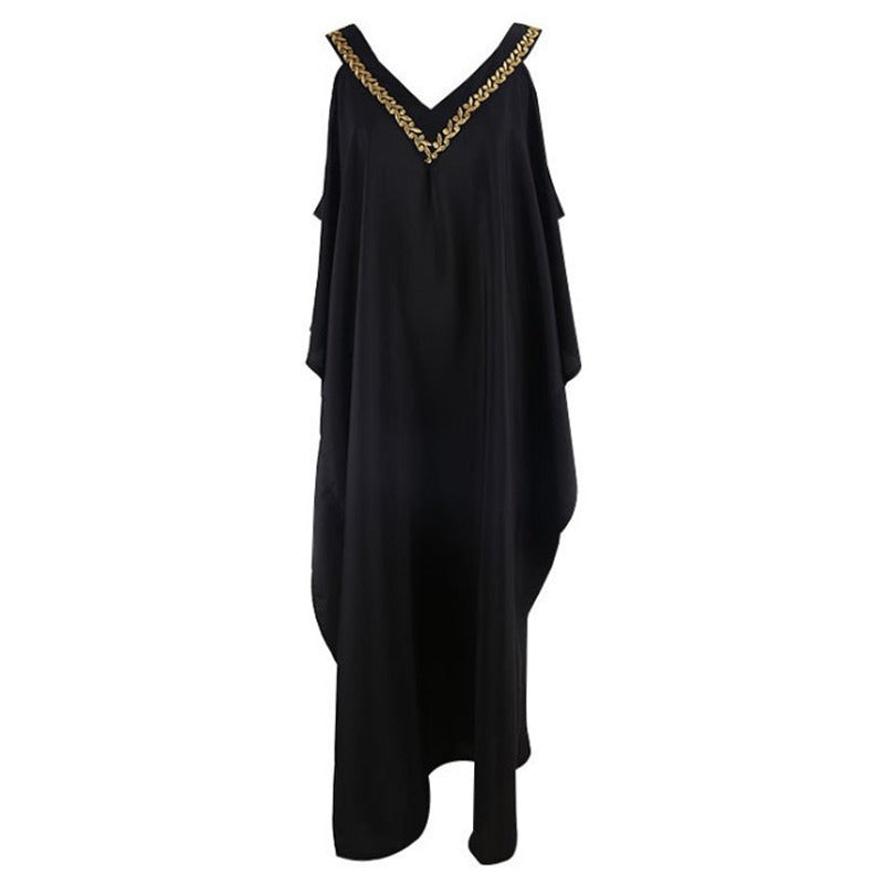 Women's Kaftan with deep V-neckline and elegant jewelry details Ivyshape