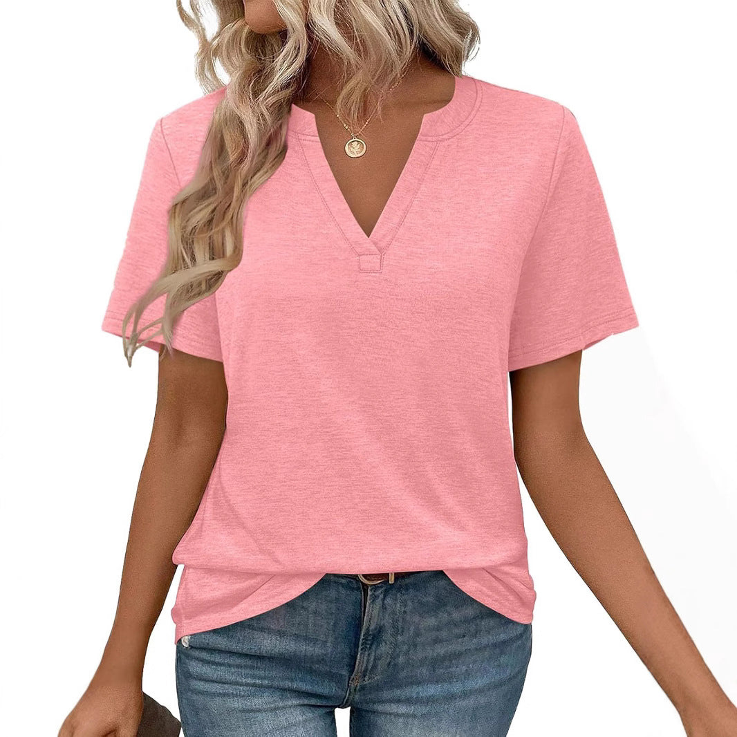 Women Casual V-Neck T-Shirt Ivyshape