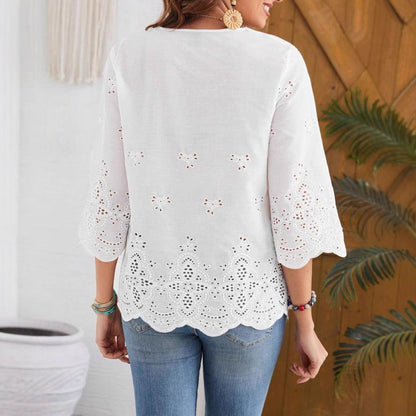 Ladies blouse with intricate embroidery Ivyshape